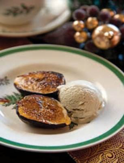 Bigelow Tea Figs Brule with Vanilla-Eggnog Ice Cream