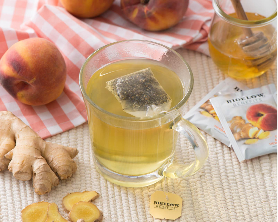 This Is Why You Need Bigelow Ginger and Peach Herbal Tea To Calm Your Stomach
